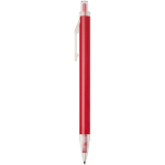 Set de cuaderno A5 de tapa dura y bolígrafo de tinta azul color rojo vista lateral