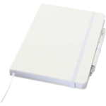 Set de cuaderno A5 de tapa dura y bolígrafo de tinta azul color blanco