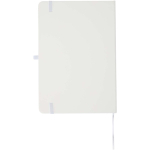 Set de cuaderno A5 de tapa dura y bolígrafo de tinta azul color blanco segunda vista trasera