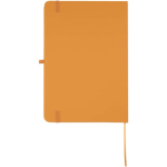 Set de cuaderno A5 de tapa dura y bolígrafo de tinta azul color naranja segunda vista trasera