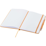 Set de cuaderno A5 de tapa dura y bolígrafo de tinta azul color naranja segunda vista
