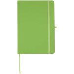 Set de cuaderno A5 de tapa dura y bolígrafo de tinta azul color verde lima segunda vista frontal