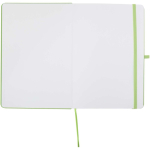 Set de cuaderno A5 de tapa dura y bolígrafo de tinta azul color verde lima tercera vista frontal