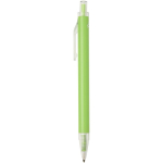 Set de cuaderno A5 de tapa dura y bolígrafo de tinta azul color verde lima vista lateral