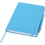Set de cuaderno A5 de tapa dura y bolígrafo de tinta azul color azul claro