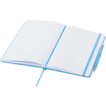 Set de cuaderno A5 de tapa dura y bolígrafo de tinta azul color azul claro segunda vista
