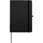 Cuaderno con tapa dura de piel sintética A5 hojas a rayas color negro segunda vista frontal