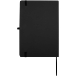 Cuaderno con tapa dura de piel sintética A5 hojas a rayas color negro segunda vista trasera