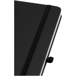 Cuaderno con tapa dura de piel sintética A5 hojas a rayas color negro vista detalle 1