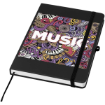 Cuaderno con tapa dura de piel sintética A5 hojas a rayas color negro