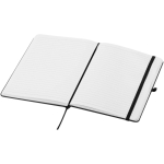 Cuaderno con tapa dura de piel sintética A5 hojas a rayas color negro segunda vista