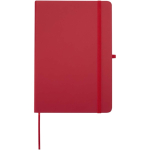 Cuaderno con tapa dura de piel sintética A5 hojas a rayas color rojo segunda vista frontal