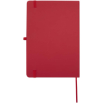 Cuaderno con tapa dura de piel sintética A5 hojas a rayas color rojo segunda vista trasera