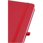 Cuaderno con tapa dura de piel sintética A5 hojas a rayas color rojo vista detalle 1