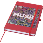 Cuaderno con tapa dura de piel sintética A5 hojas a rayas color rojo