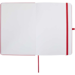 Cuaderno con tapa dura de piel sintética A5 hojas a rayas color rojo tercera vista frontal