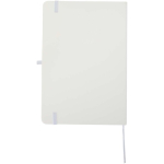 Cuaderno con tapa dura de piel sintética A5 hojas a rayas color blanco segunda vista trasera