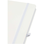 Cuaderno con tapa dura de piel sintética A5 hojas a rayas color blanco vista detalle 1