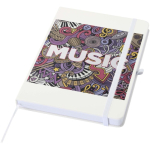 Cuaderno con tapa dura de piel sintética A5 hojas a rayas color blanco