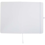 Cuaderno con tapa dura de piel sintética A5 hojas a rayas color blanco tercera vista frontal