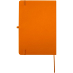 Cuaderno con tapa dura de piel sintética A5 hojas a rayas color naranja segunda vista trasera