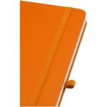 Cuaderno con tapa dura de piel sintética A5 hojas a rayas color naranja vista detalle 1