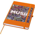 Cuaderno con tapa dura de piel sintética A5 hojas a rayas color naranja