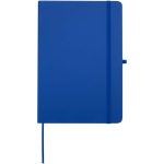 Cuaderno con tapa dura de piel sintética A5 hojas a rayas color azul real segunda vista frontal