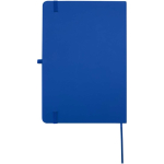 Cuaderno con tapa dura de piel sintética A5 hojas a rayas color azul real segunda vista trasera