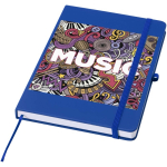 Cuaderno con tapa dura de piel sintética A5 hojas a rayas color azul real
