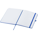 Cuaderno con tapa dura de piel sintética A5 hojas a rayas color azul real segunda vista