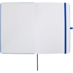 Cuaderno con tapa dura de piel sintética A5 hojas a rayas color azul real tercera vista frontal