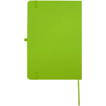 Cuaderno con tapa dura de piel sintética A5 hojas a rayas color verde lima segunda vista trasera