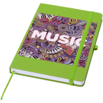 Cuaderno con tapa dura de piel sintética A5 hojas a rayas color verde lima