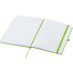 Cuaderno con tapa dura de piel sintética A5 hojas a rayas color verde lima segunda vista