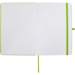 Cuaderno con tapa dura de piel sintética A5 hojas a rayas color verde lima tercera vista frontal