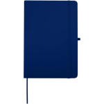Cuaderno con tapa dura de piel sintética A5 hojas a rayas color azul marino segunda vista frontal