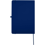 Cuaderno con tapa dura de piel sintética A5 hojas a rayas color azul marino segunda vista trasera