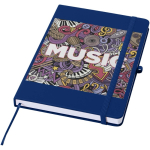 Cuaderno con tapa dura de piel sintética A5 hojas a rayas color azul marino