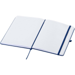 Cuaderno con tapa dura de piel sintética A5 hojas a rayas color azul marino segunda vista