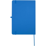 Cuaderno con tapa dura de piel sintética A5 hojas a rayas color azul claro segunda vista trasera