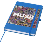 Cuaderno con tapa dura de piel sintética A5 hojas a rayas color azul claro