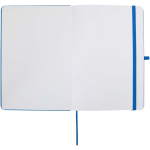 Cuaderno con tapa dura de piel sintética A5 hojas a rayas color azul claro tercera vista frontal