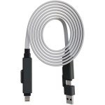 Cable de carga con recogida magnética con doble entrada 60W color gris segunda vista frontal