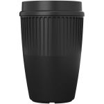 Vaso reutilizable con tapa 360° y reborde aislante 350ml color negro segunda vista frontal
