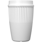 Vaso reutilizable con tapa 360° y reborde aislante 350ml color blanco segunda vista frontal