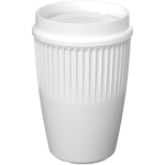 Vaso reutilizable con tapa 360° y reborde aislante 350ml color blanco
