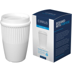 Vaso reutilizable con tapa 360° y reborde aislante 350ml color blanco cuarta vista