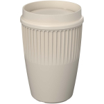 Vaso reutilizable con tapa 360° y reborde aislante 350ml color arena