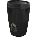 Vaso reutilizable de plástico reciclado una pared 350ml color negro vista impresa logo 2